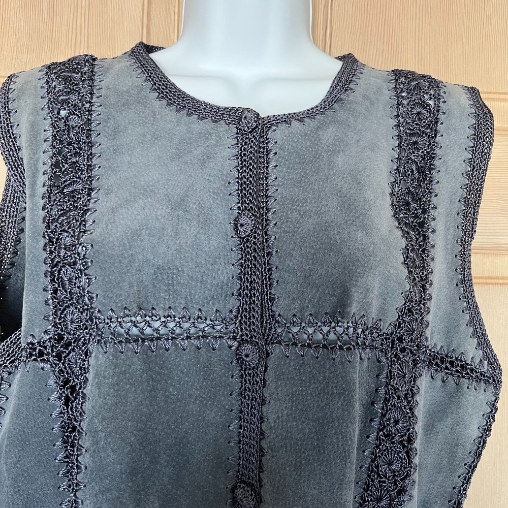 Women's Blue Leather Lace Vest